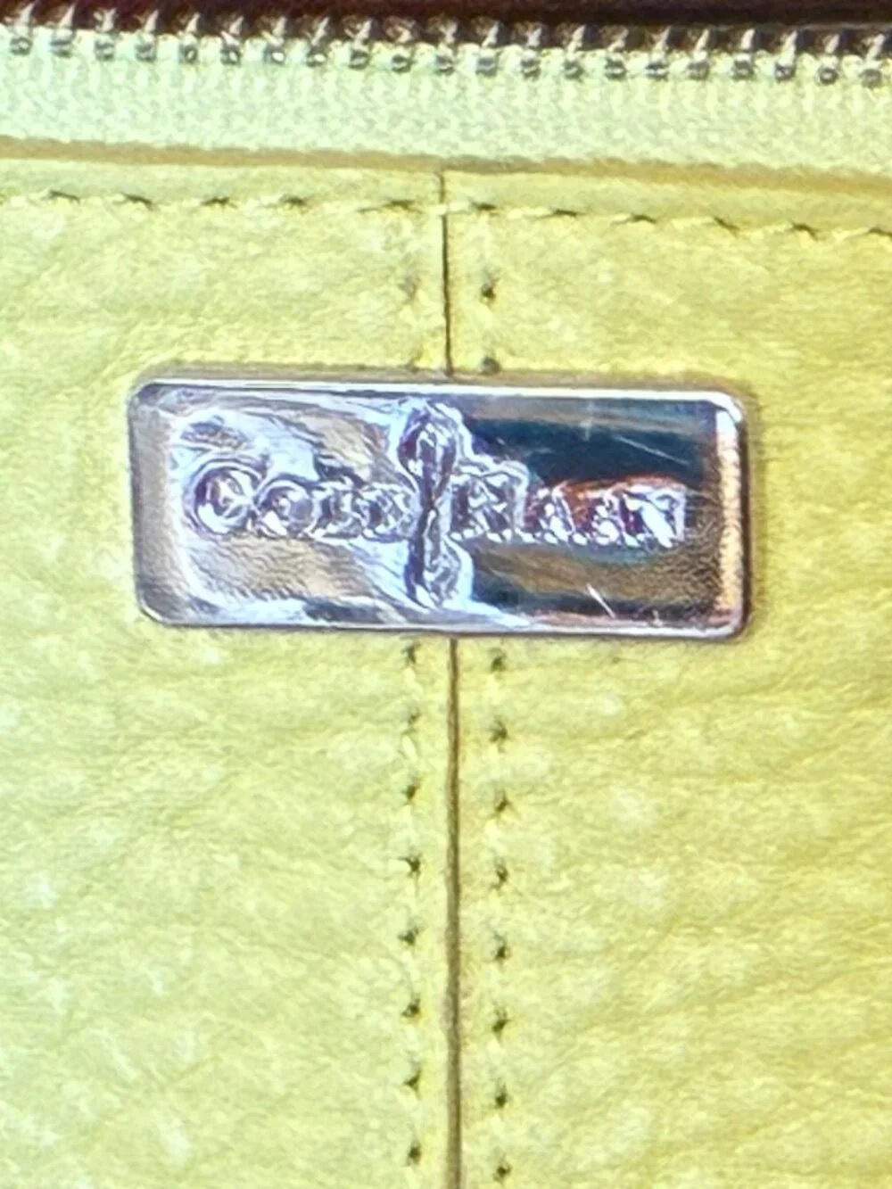Cole Haan Yellow Pebbled Leather Wristlet 5.25